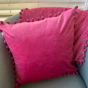 Ashle Homedeco 2 Pink Pom Pom Pillow Cover Set 18”x18”